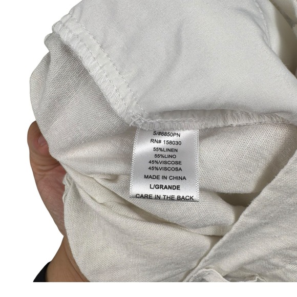 Love Tree Women Linen Blend Pleated High Waist Shorts  White Cream Large L 580 - Picture 8 of 8